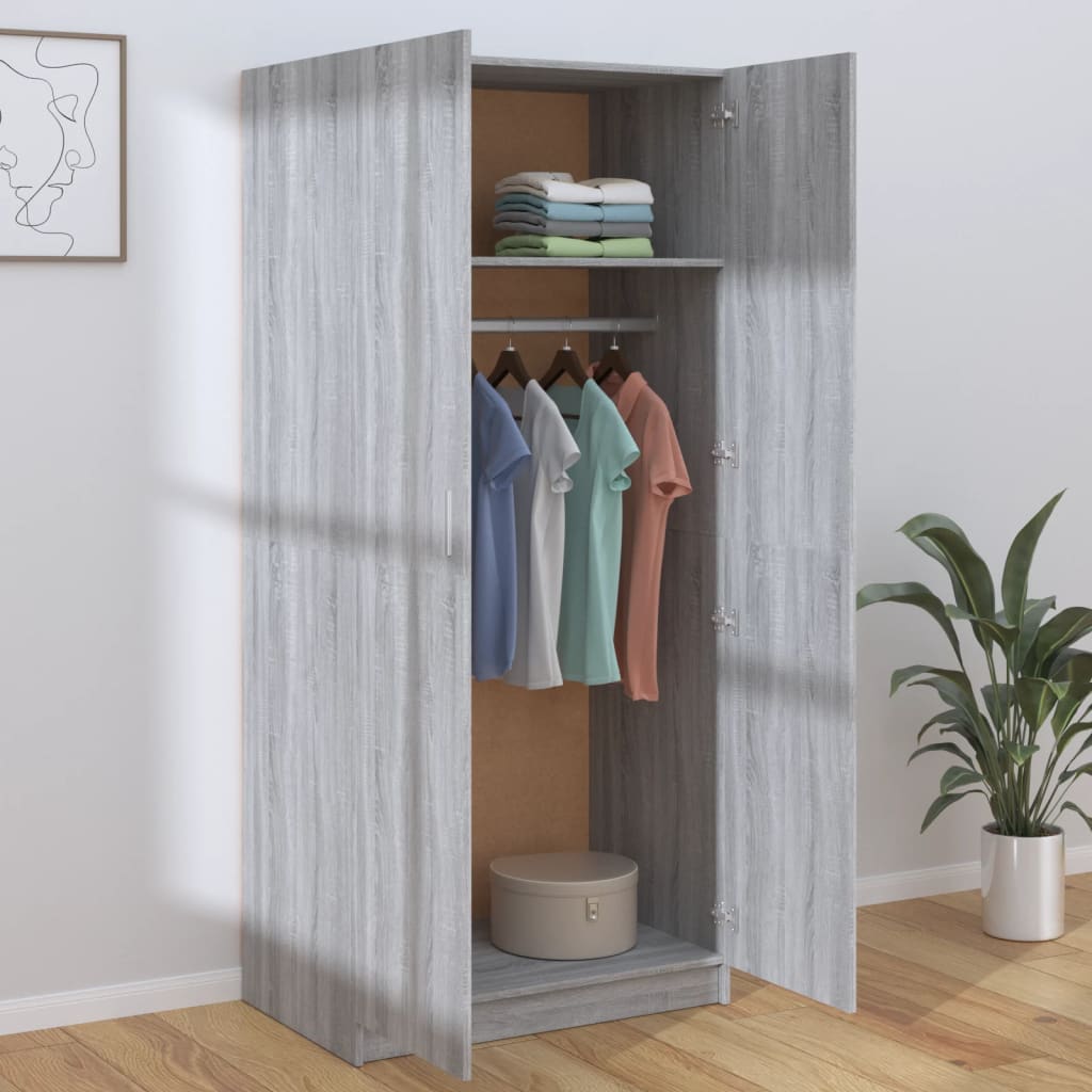 vidaXL Șifonier, gri sonoma, 80x52x180 cm, lemn prelucrat vidaXL Șifonier, gri sonoma, 80x52x180 cm, lemn prelucrat