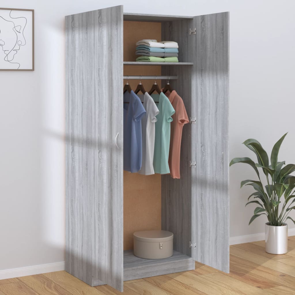 vidaXL Șifonier, gri sonoma, 90x52x200 cm, lemn prelucrat vidaXL Șifonier, gri sonoma, 90x52x200 cm, lemn prelucrat