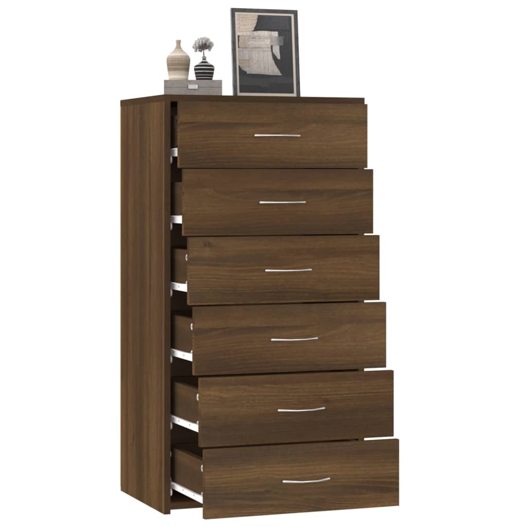vidaXL Servantă cu 6 sertare, stejar maro, 50x34x96 cm, lemn