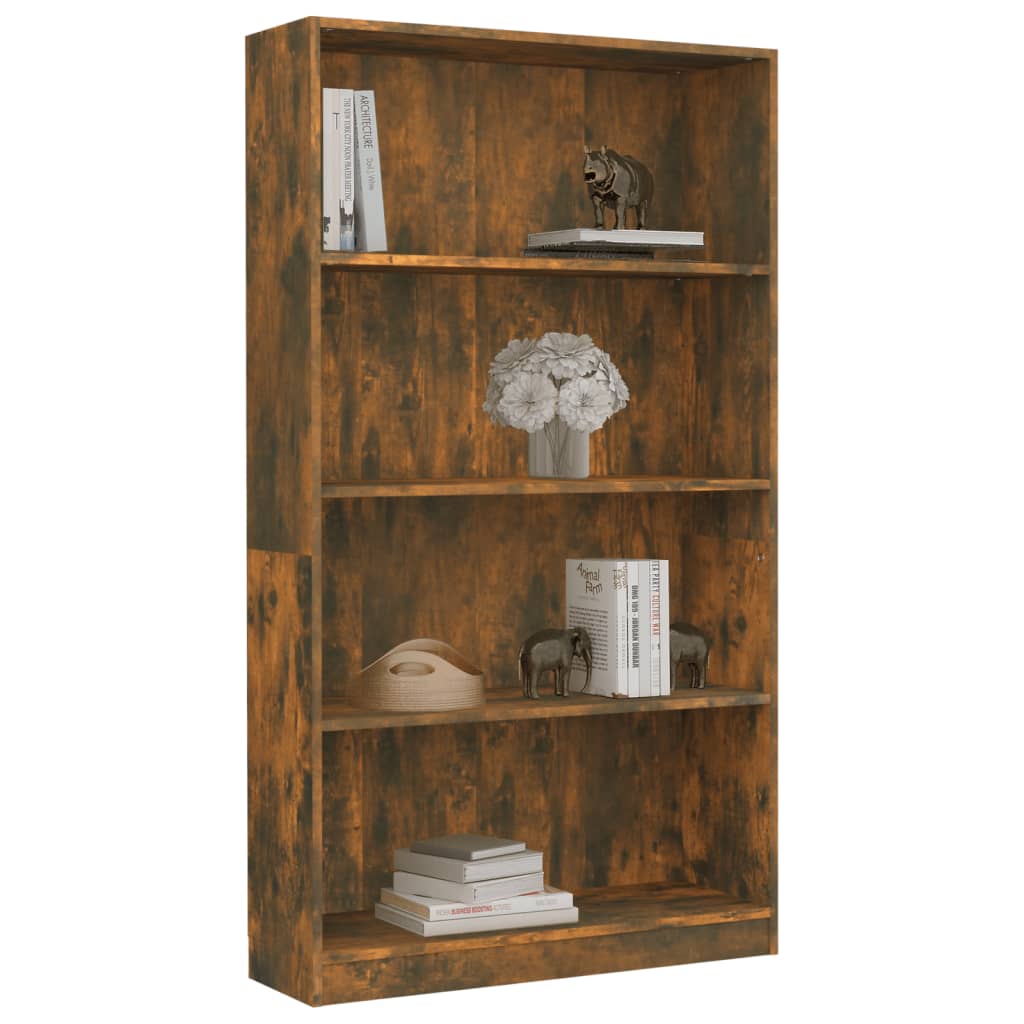 vidaXL Bibliotecă 4 niveluri stejar fumuriu 80x24x142 cm lemn compozit vidaXL Bibliotecă 4 niveluri stejar fumuriu 80x24x142 cm lemn compozit