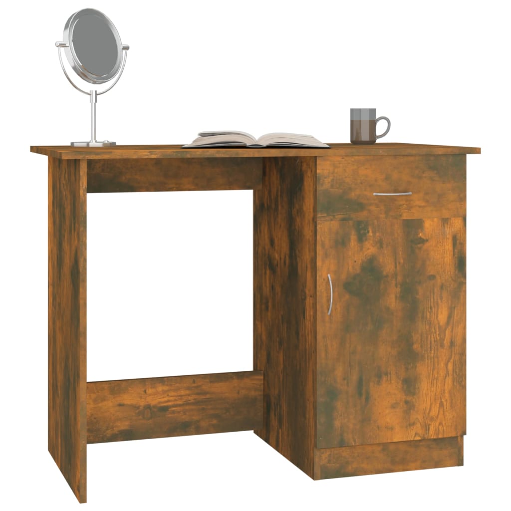 vidaXL Birou, stejar fumuriu, 100x50x76 cm, lemn prelucrat