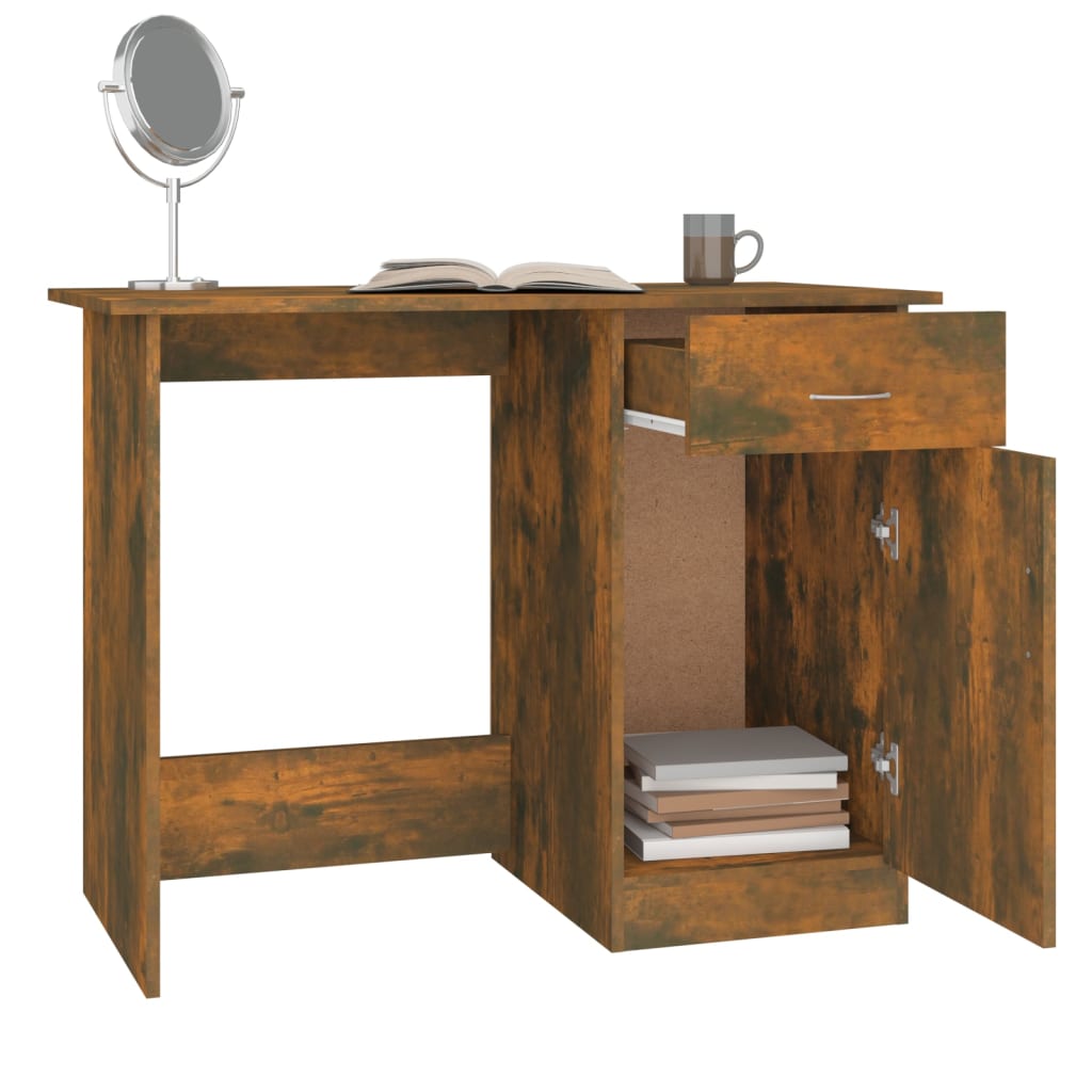 vidaXL Birou, stejar fumuriu, 100x50x76 cm, lemn prelucrat