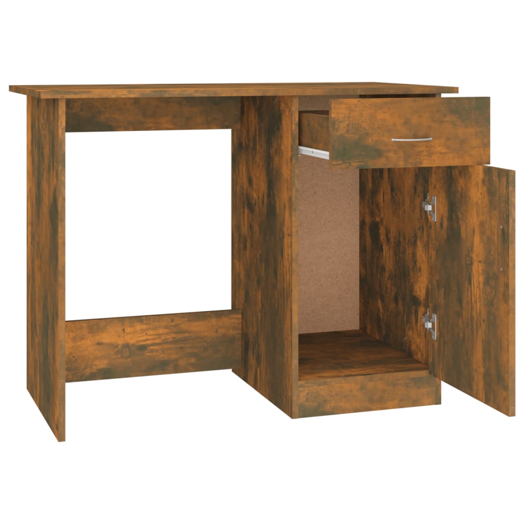 vidaXL Birou, stejar fumuriu, 100x50x76 cm, lemn prelucrat