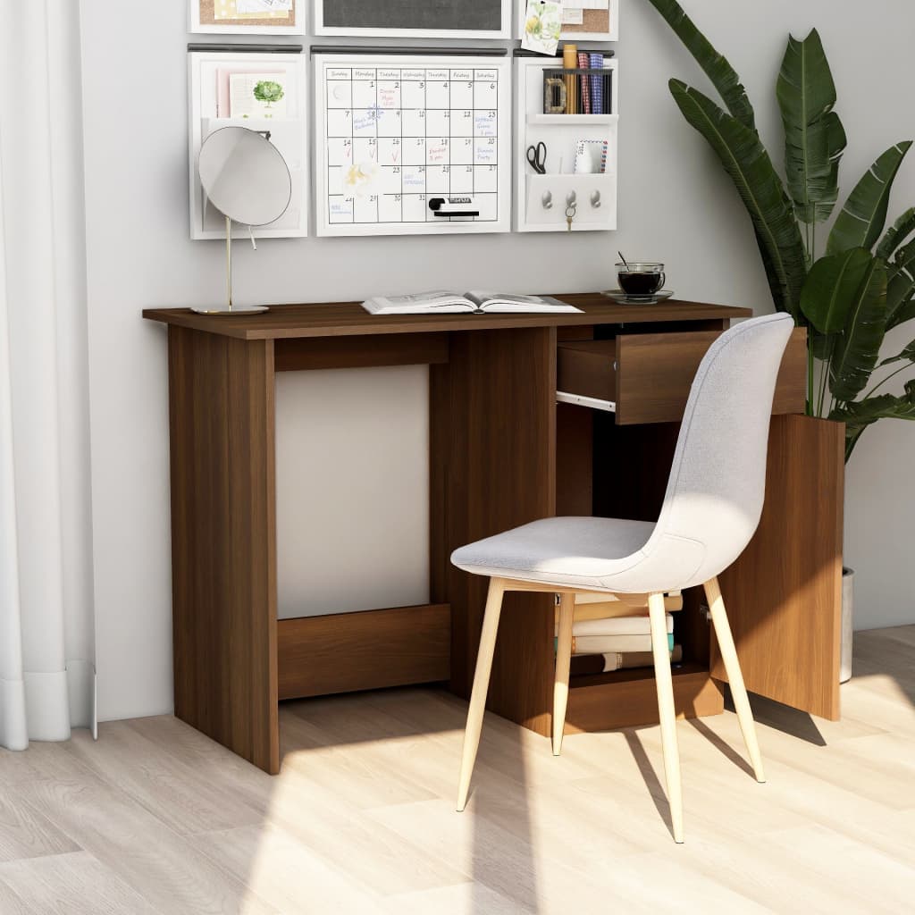 vidaXL Birou, stejar maro, 100x50x76 cm, lemn prelucrat