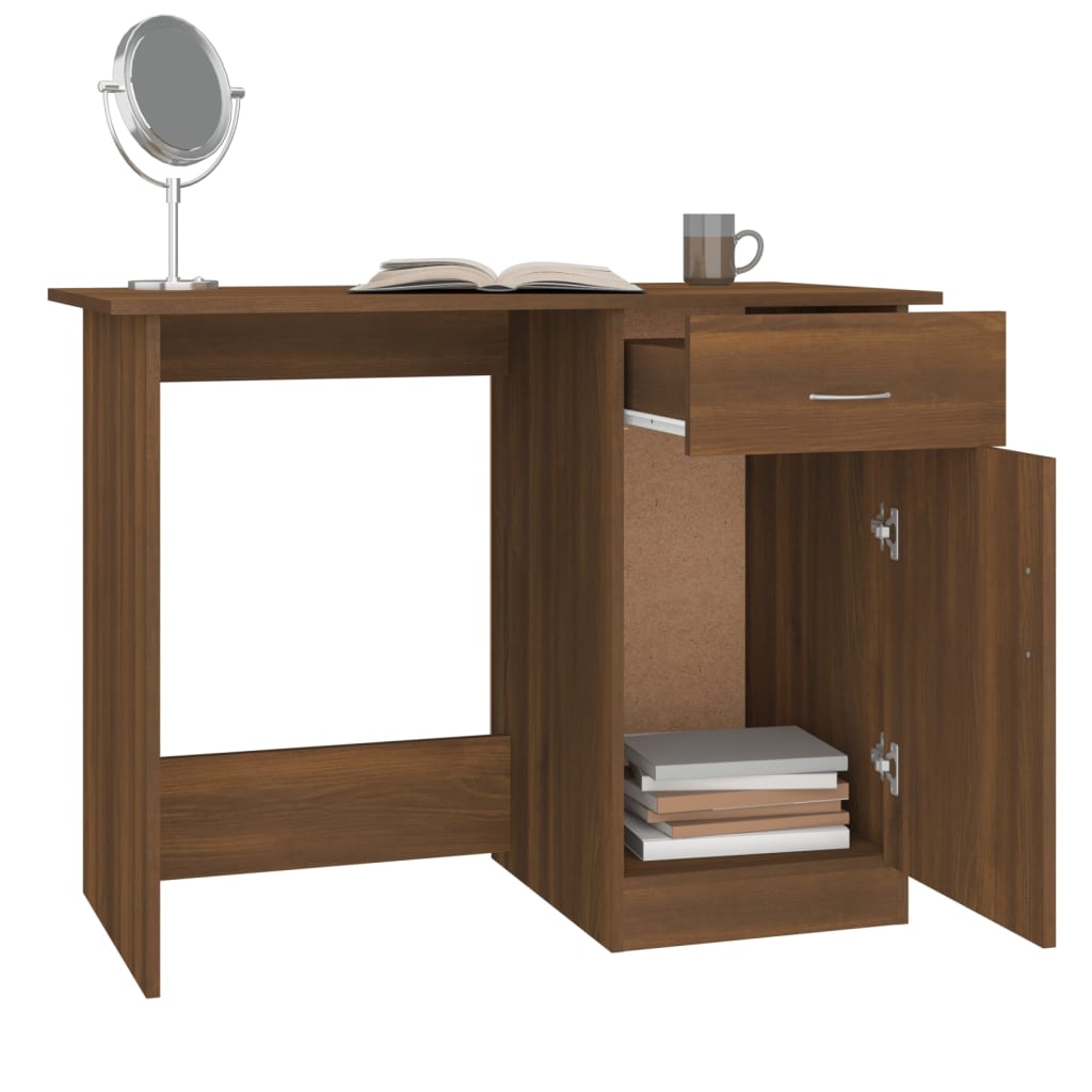 vidaXL Birou, stejar maro, 100x50x76 cm, lemn prelucrat