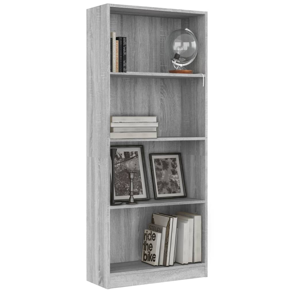 vidaXL Bibliotecă cu 4 niveluri gri sonoma 60x24x142 cm lemn compozit vidaXL Bibliotecă cu 4 niveluri gri sonoma 60x24x142 cm lemn compozit