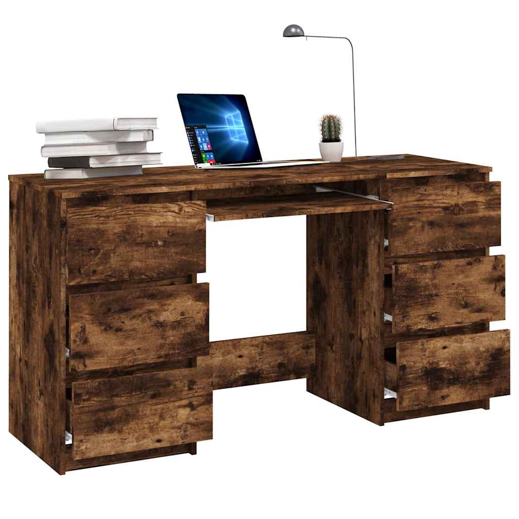 vidaXL Birou, stejar fumuriu, 140x50x77 cm, lemn prelucrat