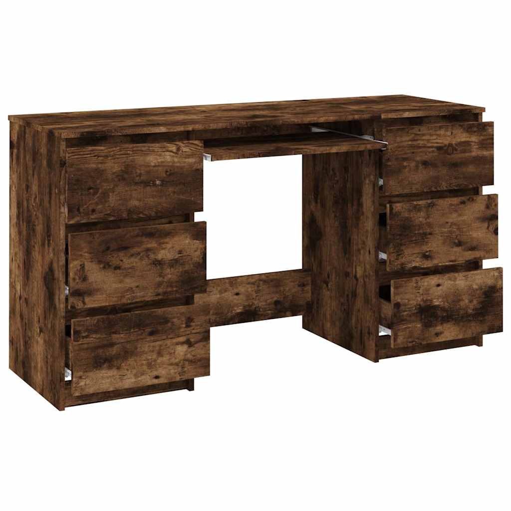 vidaXL Birou, stejar fumuriu, 140x50x77 cm, lemn prelucrat