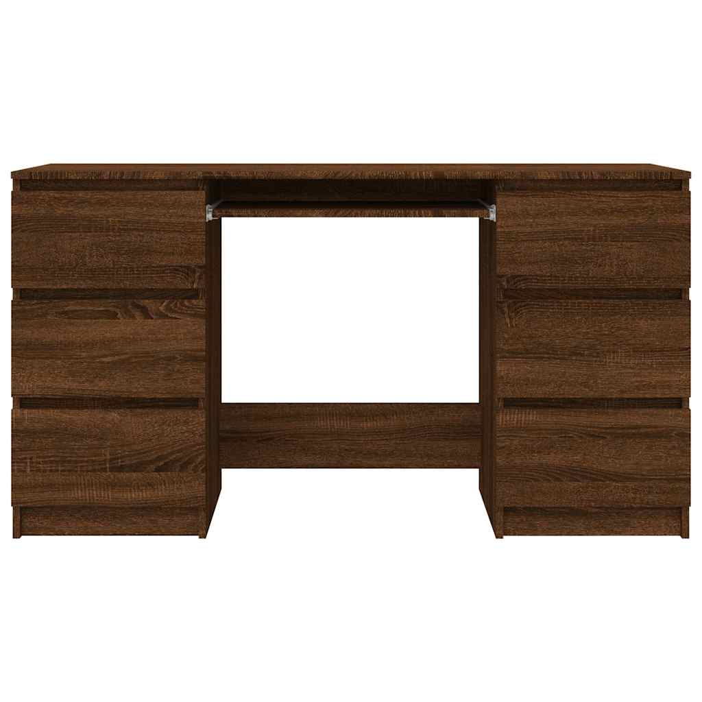 vidaXL Birou, stejar maro, 140x50x77 cm, lemn prelucrat