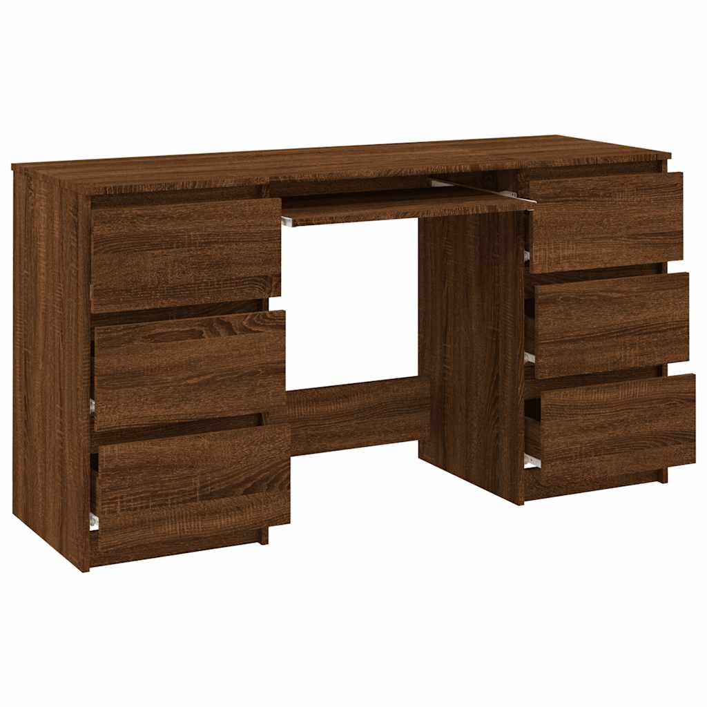 vidaXL Birou, stejar maro, 140x50x77 cm, lemn prelucrat