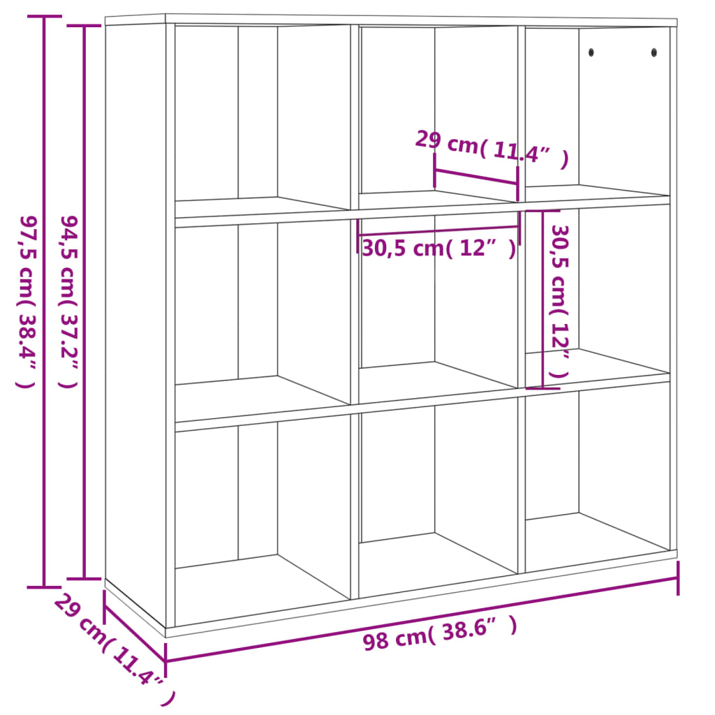 vidaXL Bibliotecă, stejar fumuriu, 98x29x97,5 cm