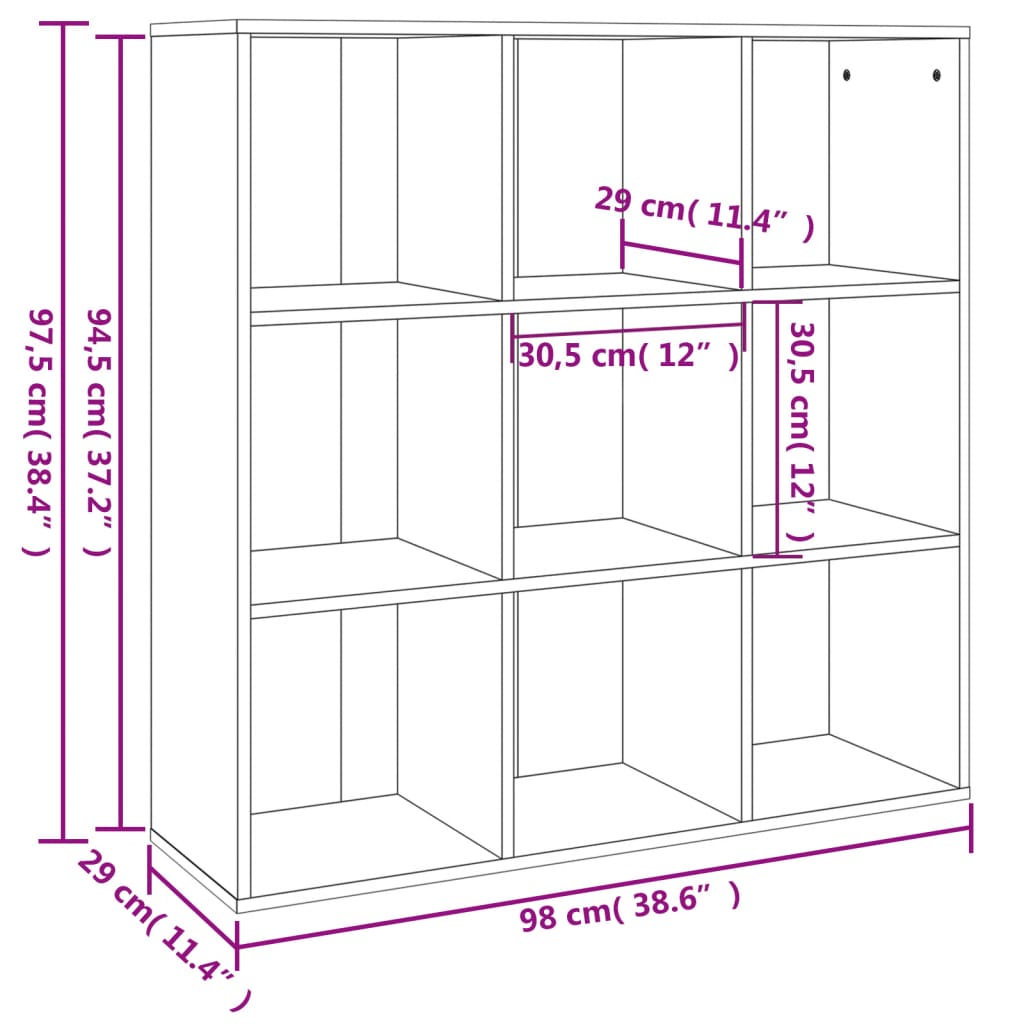 vidaXL Bibliotecă, gri sonoma, 98x29x97,5 cm vidaXL Bibliotecă, gri sonoma, 98x29x97,5 cm