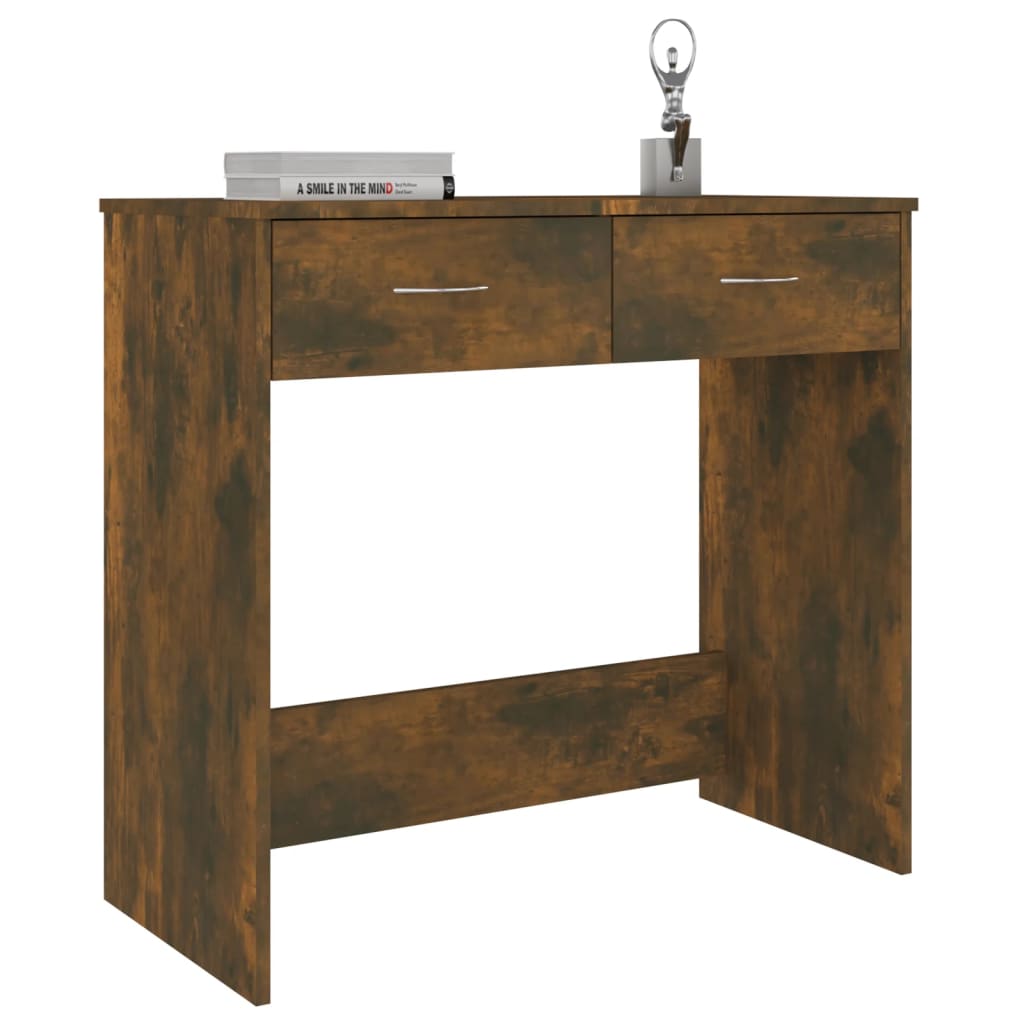 vidaXL Birou, stejar fumuriu, 80x40x75 cm, lemn prelucrat