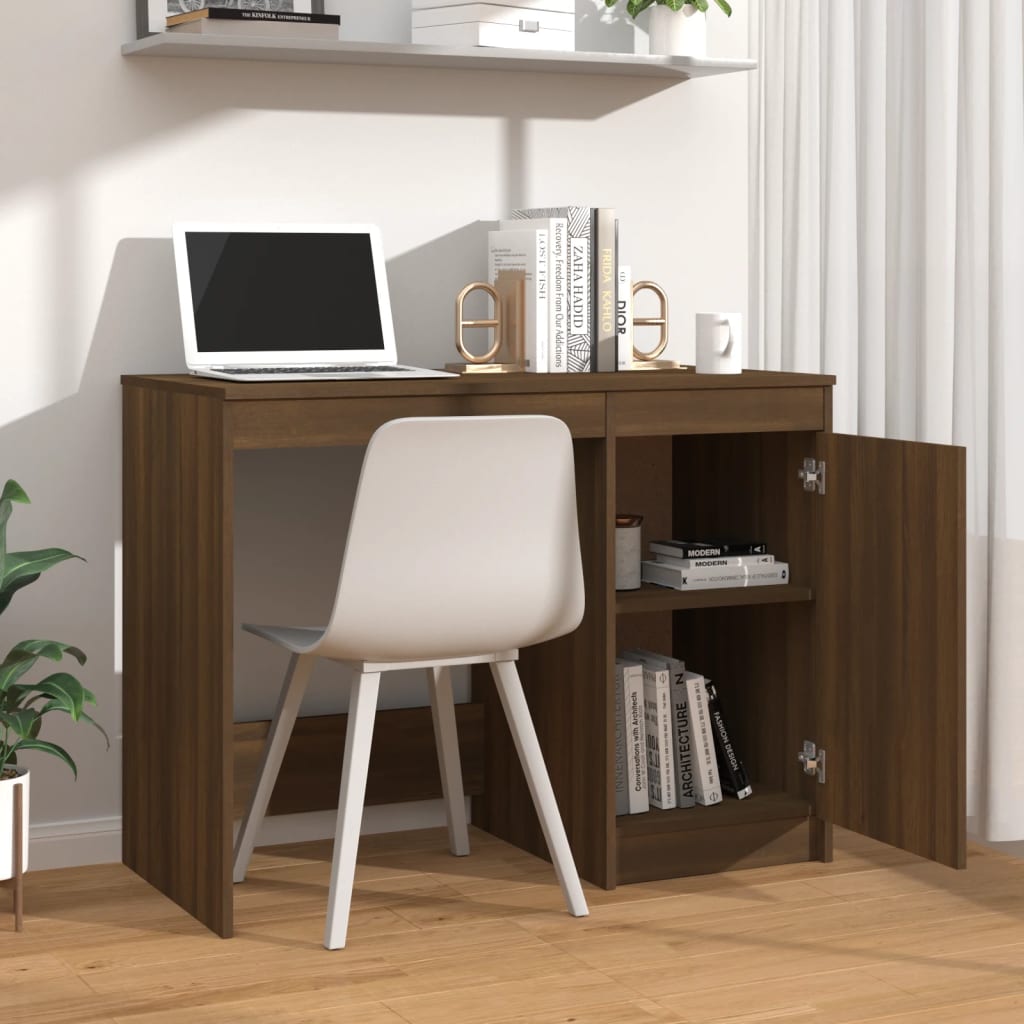 vidaXL Birou, stejar maro, 100x50x76 cm, lemn prelucrat vidaXL Birou, stejar maro, 100x50x76 cm, lemn prelucrat