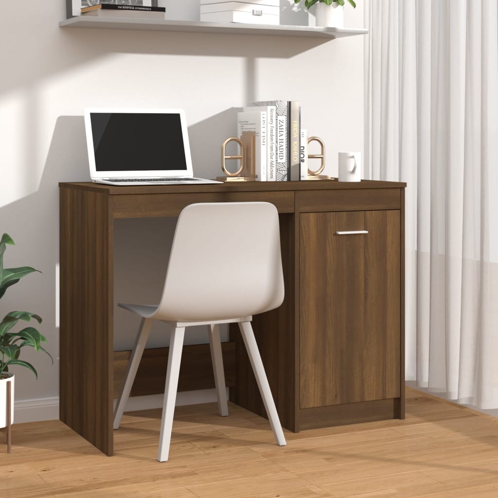 vidaXL Birou, stejar maro, 100x50x76 cm, lemn prelucrat vidaXL Birou, stejar maro, 100x50x76 cm, lemn prelucrat