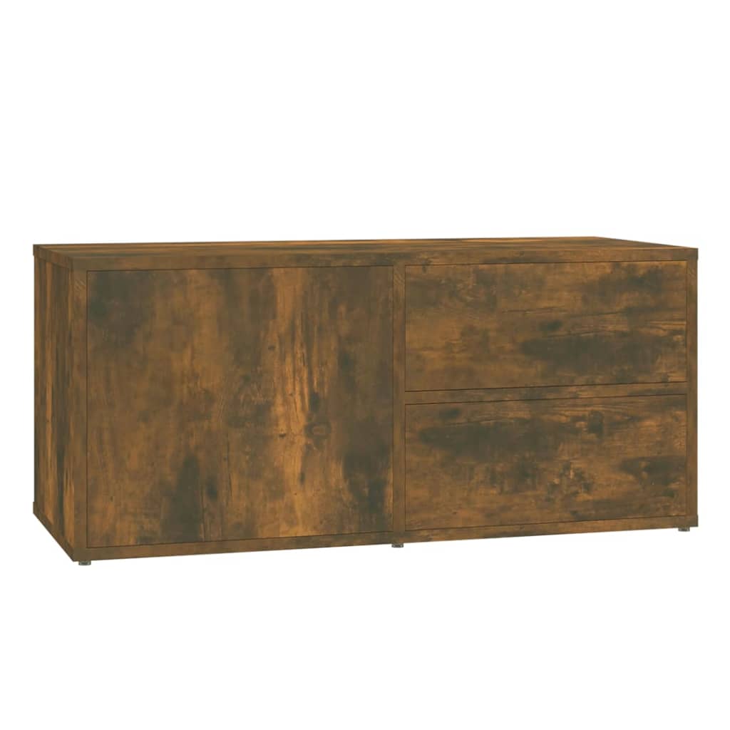 vidaXL Comodă TV, stejar fumuriu, 80x34x36 cm, lemn prelucrat