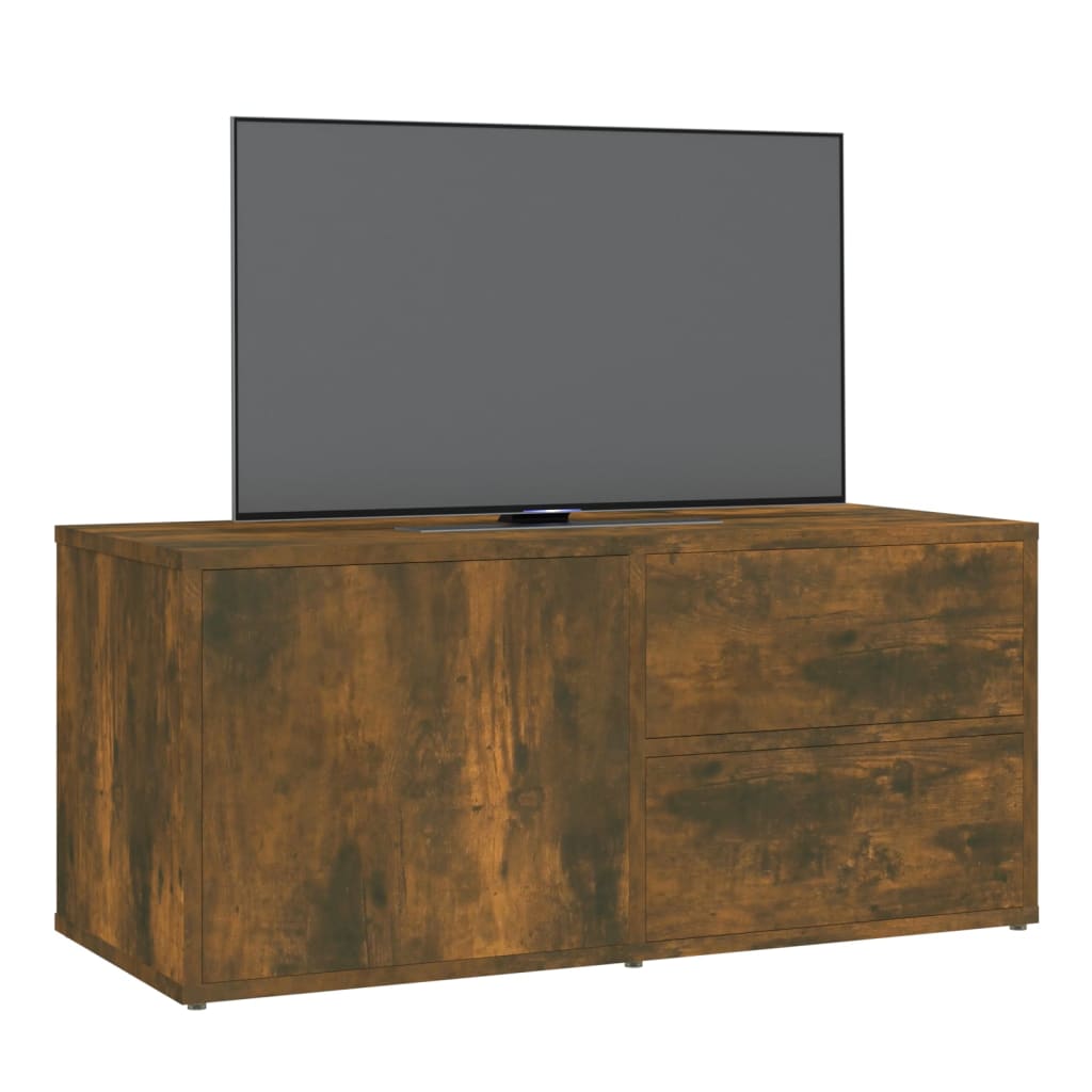 vidaXL Comodă TV, stejar fumuriu, 80x34x36 cm, lemn prelucrat
