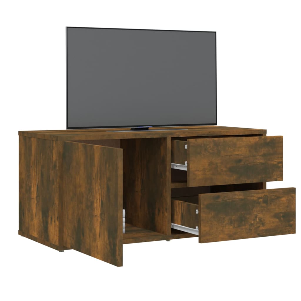 vidaXL Comodă TV, stejar fumuriu, 80x34x36 cm, lemn prelucrat