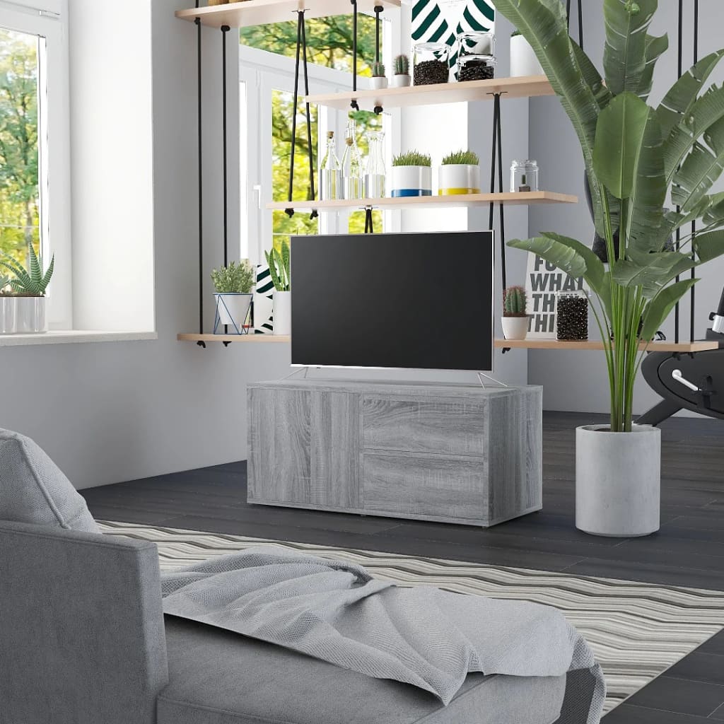 vidaXL Comodă TV, gri sonoma, 80x34x36 cm, lemn compozit vidaXL Comodă TV, gri sonoma, 80x34x36 cm, lemn compozit