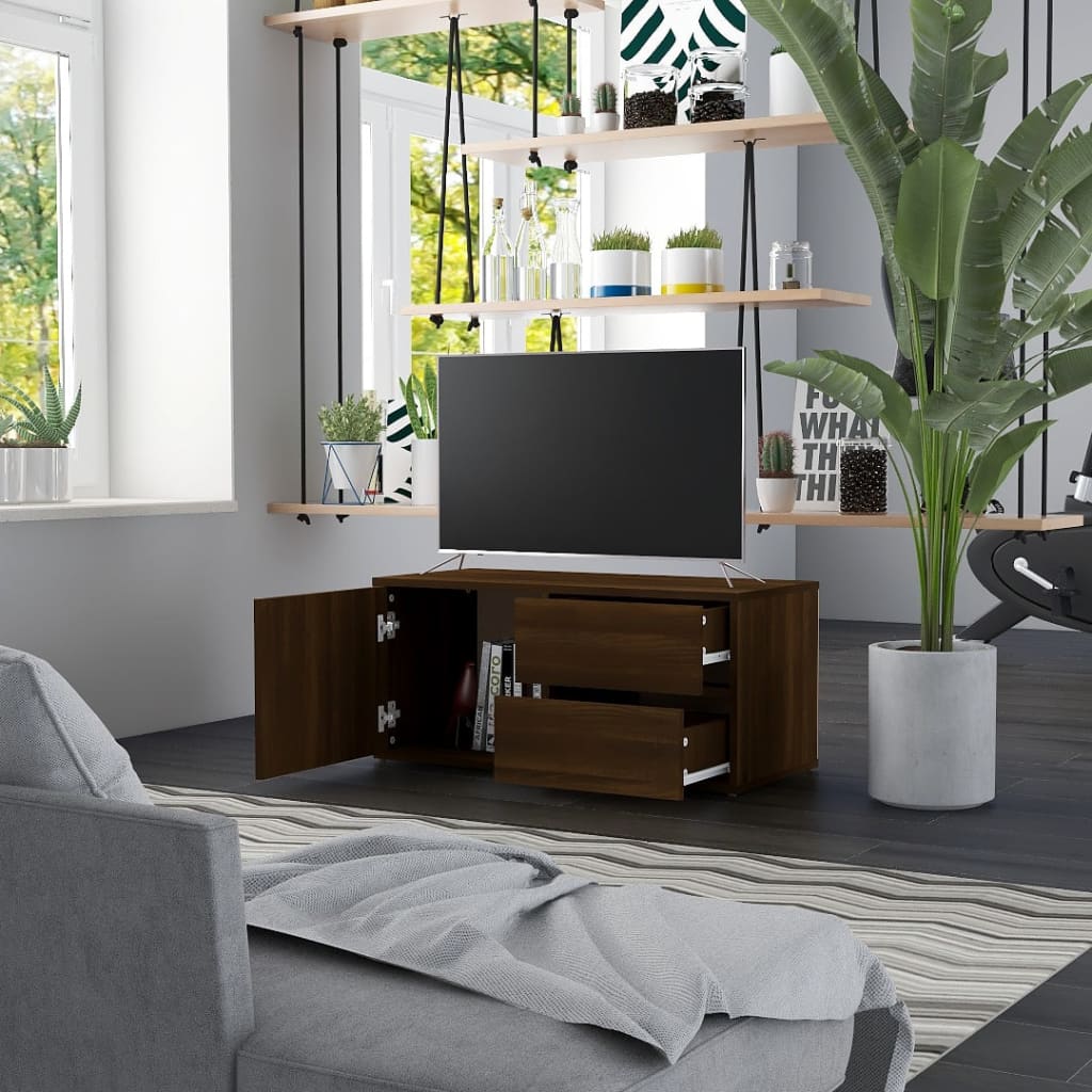 vidaXL Comodă TV, stejar maro, 80x34x36 cm, lemn prelucrat vidaXL Comodă TV, stejar maro, 80x34x36 cm, lemn prelucrat