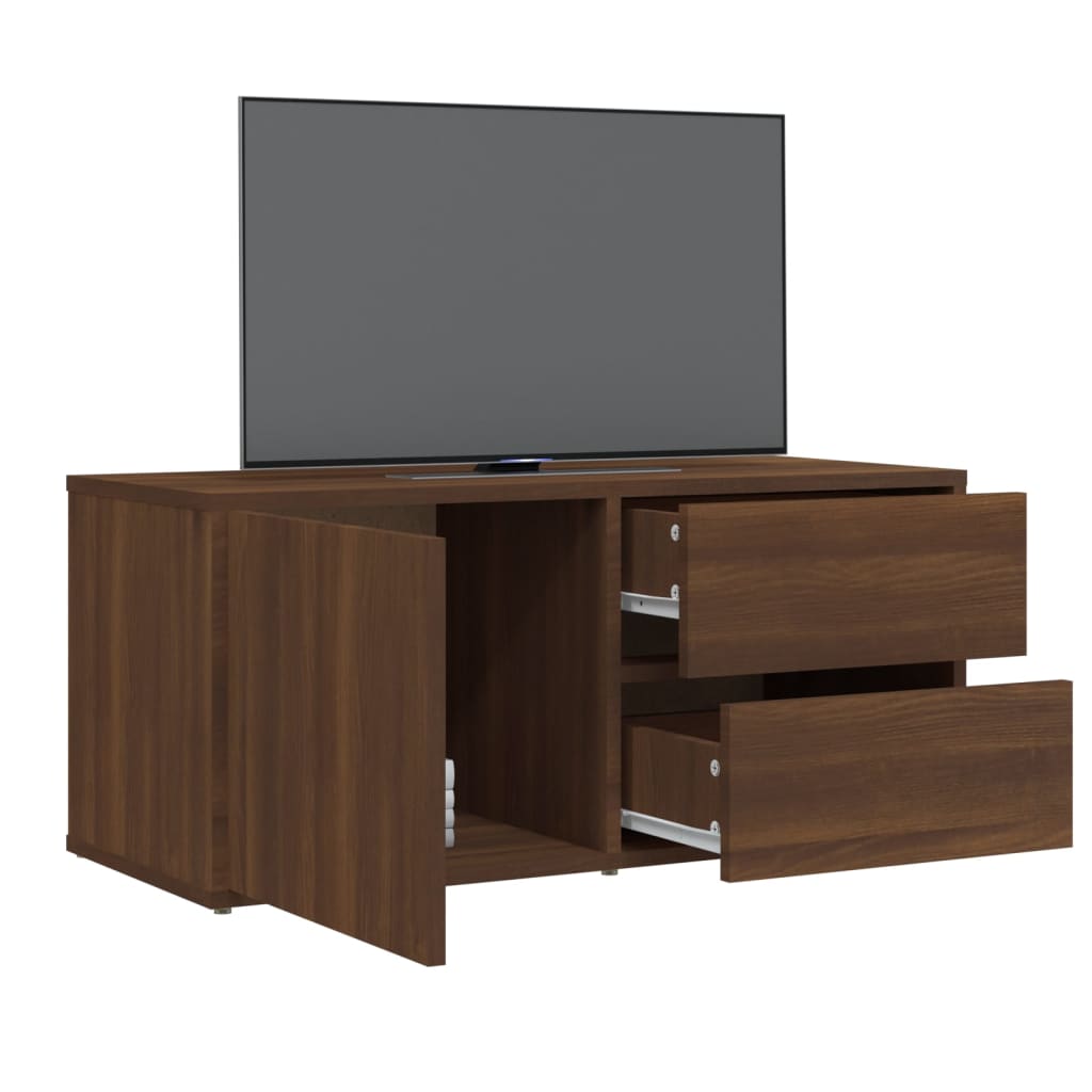 vidaXL Comodă TV, stejar maro, 80x34x36 cm, lemn prelucrat vidaXL Comodă TV, stejar maro, 80x34x36 cm, lemn prelucrat