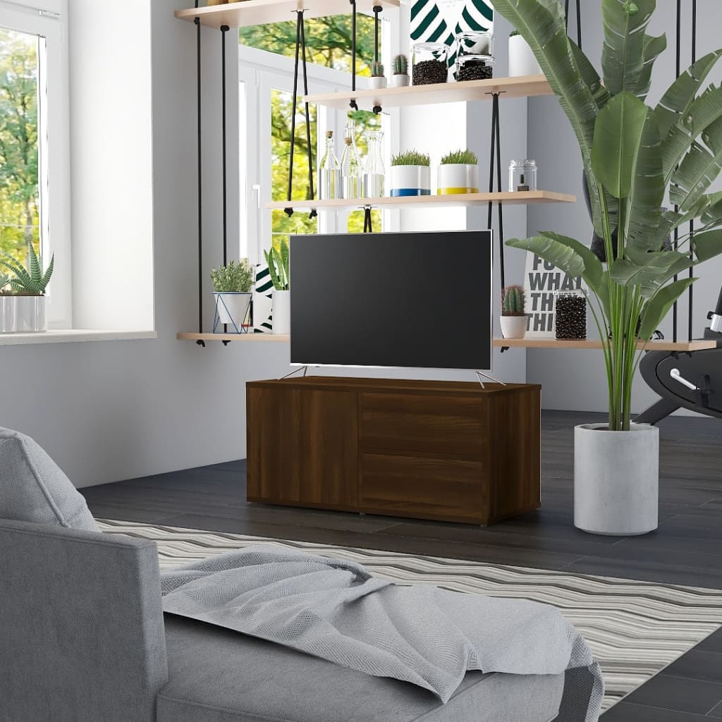 vidaXL Comodă TV, stejar maro, 80x34x36 cm, lemn prelucrat vidaXL Comodă TV, stejar maro, 80x34x36 cm, lemn prelucrat