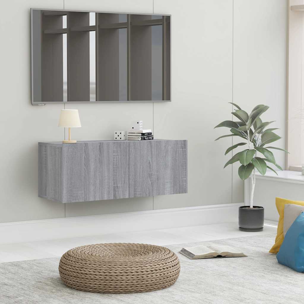 vidaXL Comodă TV, gri sonoma, 80x30x30 cm, lemn prelucrat vidaXL Comodă TV, gri sonoma, 80x30x30 cm, lemn prelucrat