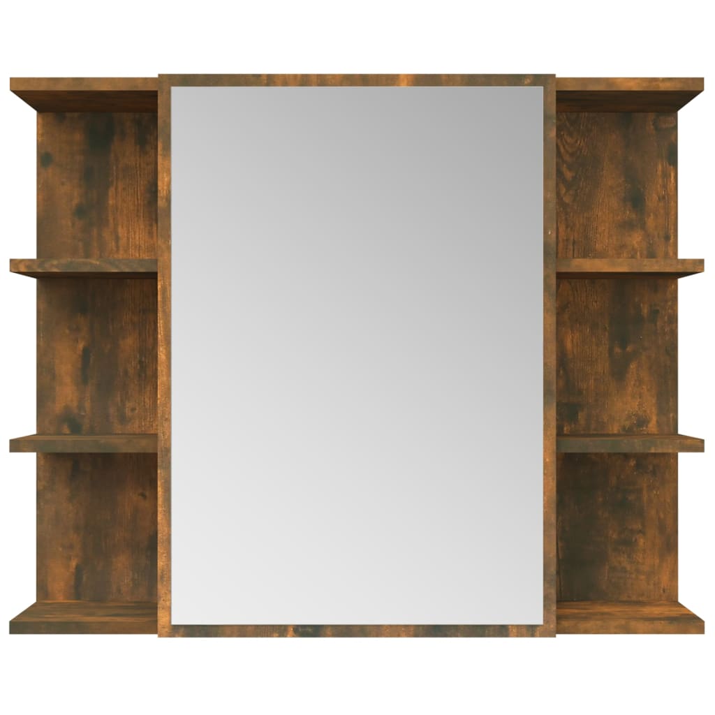 vidaXL Dulap baie cu oglindă stejar fumuriu 80x20,5x64cm lemn compozit vidaXL Dulap baie cu oglindă stejar fumuriu 80x20,5x64cm lemn compozit