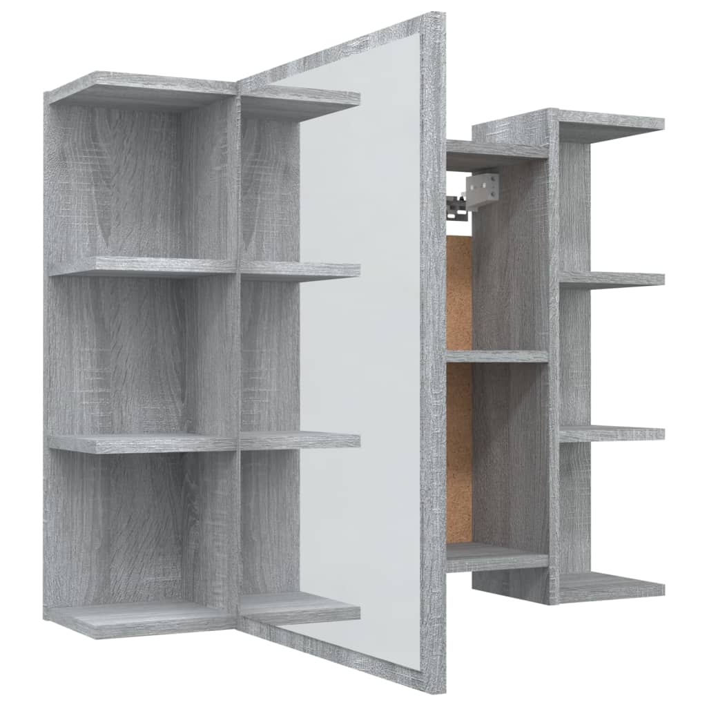 vidaXL Dulap de baie cu oglindă gri sonoma 80x20,5x64 cm lemn compozit vidaXL Dulap de baie cu oglindă gri sonoma 80x20,5x64 cm lemn compozit