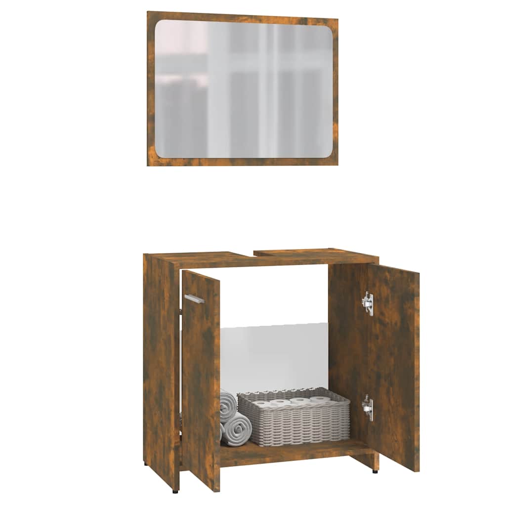 vidaXL Set de mobilier de baie, stejar fumuriu, lemn prelucrat vidaXL Set de mobilier de baie, stejar fumuriu, lemn prelucrat