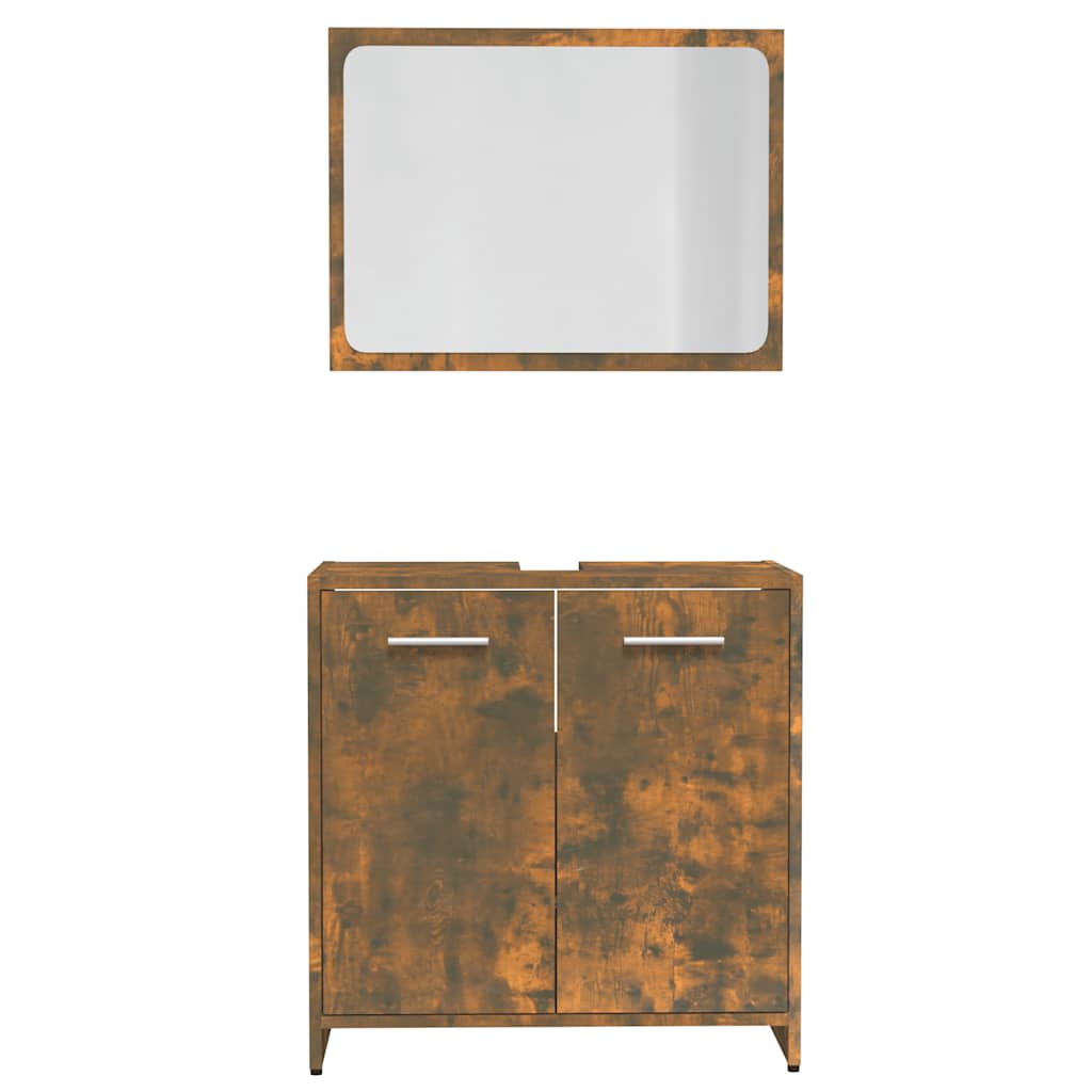 vidaXL Set de mobilier de baie, stejar fumuriu, lemn prelucrat vidaXL Set de mobilier de baie, stejar fumuriu, lemn prelucrat
