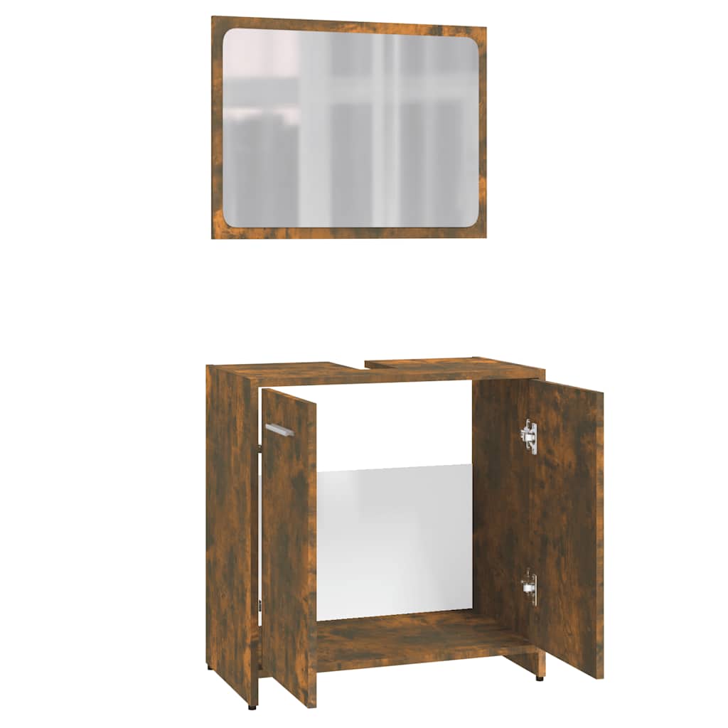 vidaXL Set de mobilier de baie, stejar fumuriu, lemn prelucrat vidaXL Set de mobilier de baie, stejar fumuriu, lemn prelucrat