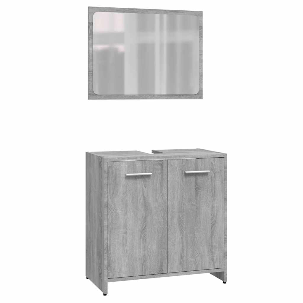 vidaXL Set de mobilier de baie, gri sonoma, lemn prelucrat vidaXL Set de mobilier de baie, gri sonoma, lemn prelucrat