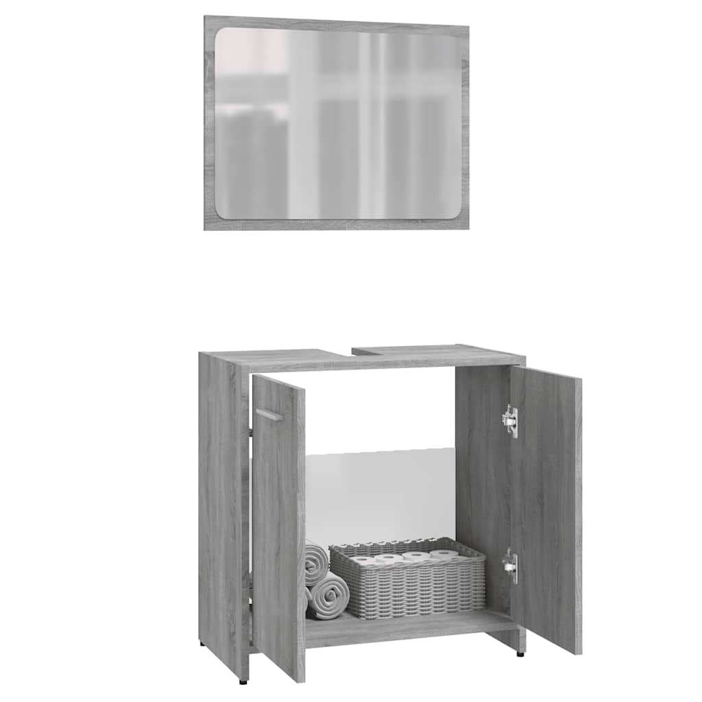 vidaXL Set de mobilier de baie, gri sonoma, lemn prelucrat vidaXL Set de mobilier de baie, gri sonoma, lemn prelucrat