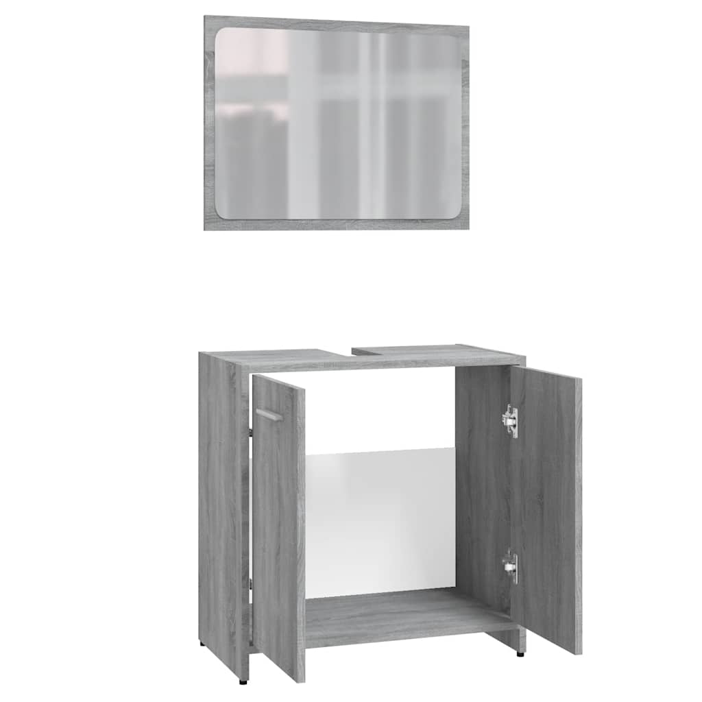 vidaXL Set de mobilier de baie, gri sonoma, lemn prelucrat vidaXL Set de mobilier de baie, gri sonoma, lemn prelucrat