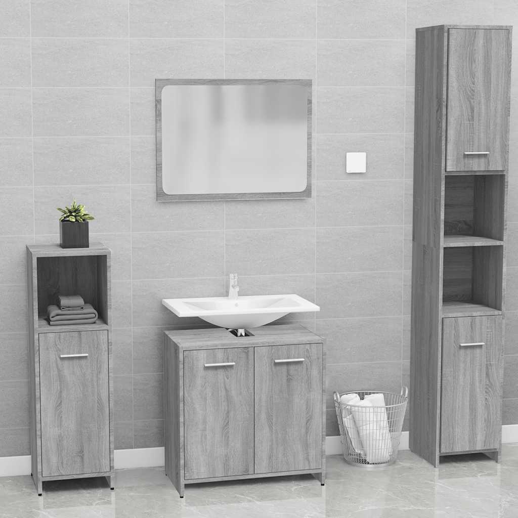 vidaXL Set de mobilier de baie, gri sonoma, lemn prelucrat vidaXL Set de mobilier de baie, gri sonoma, lemn prelucrat