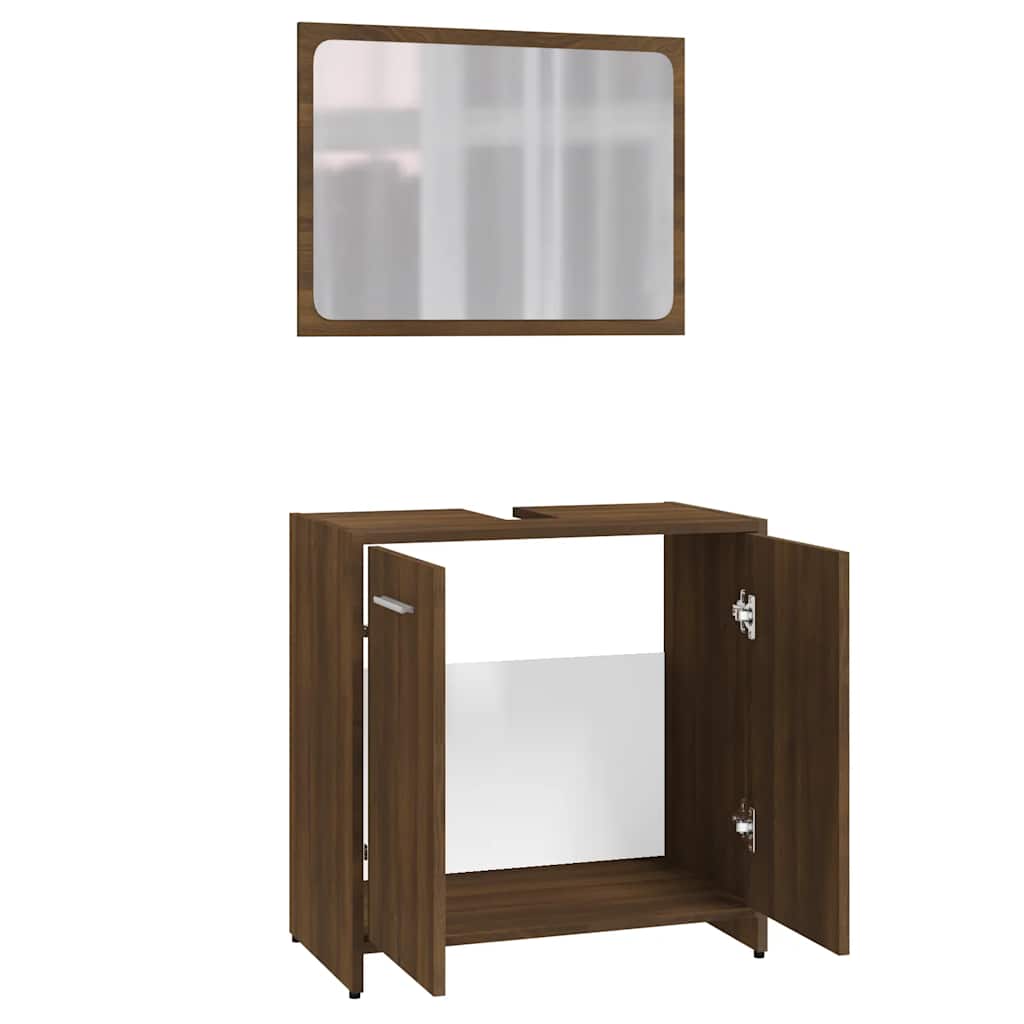 vidaXL Set de mobilier de baie, stejar maro, lemn prelucrat vidaXL Set de mobilier de baie, stejar maro, lemn prelucrat