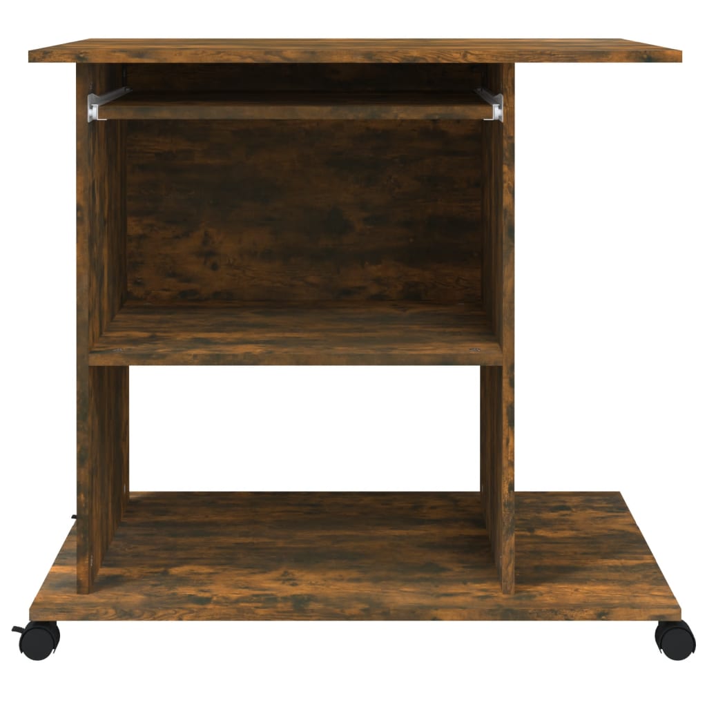 vidaXL Birou, stejar fumuriu, 80x50x75 cm, lemn prelucrat