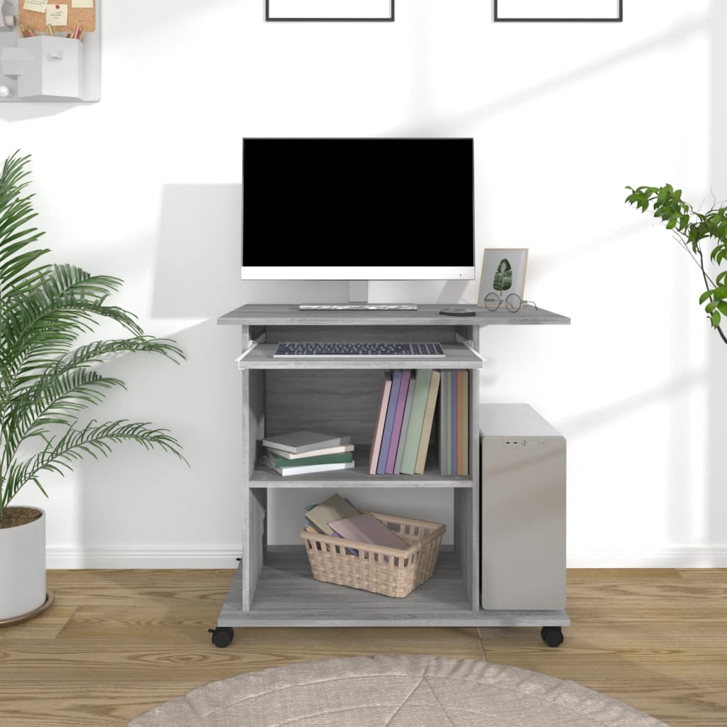 vidaXL Birou pentru computer, gri sonoma, 80x50x75 cm, lemn prelucrat