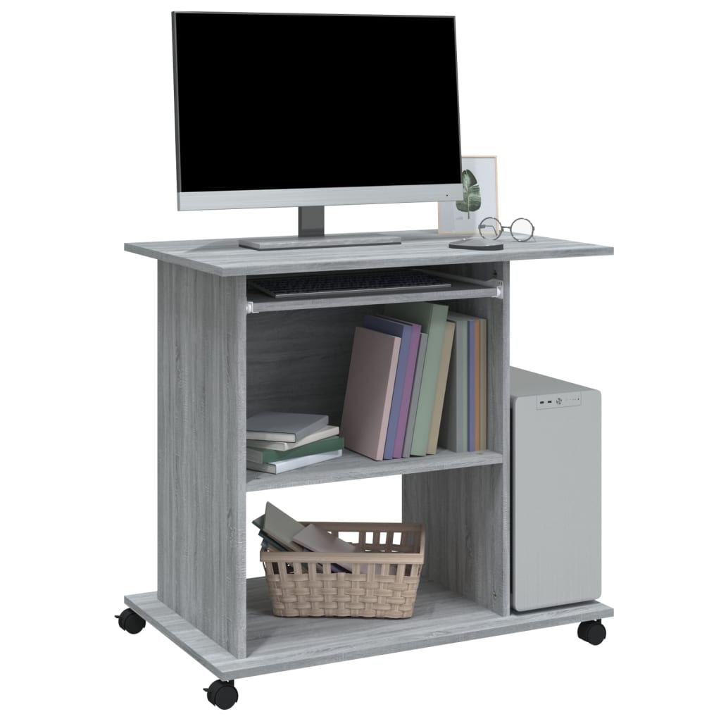 vidaXL Birou pentru computer, gri sonoma, 80x50x75 cm, lemn prelucrat