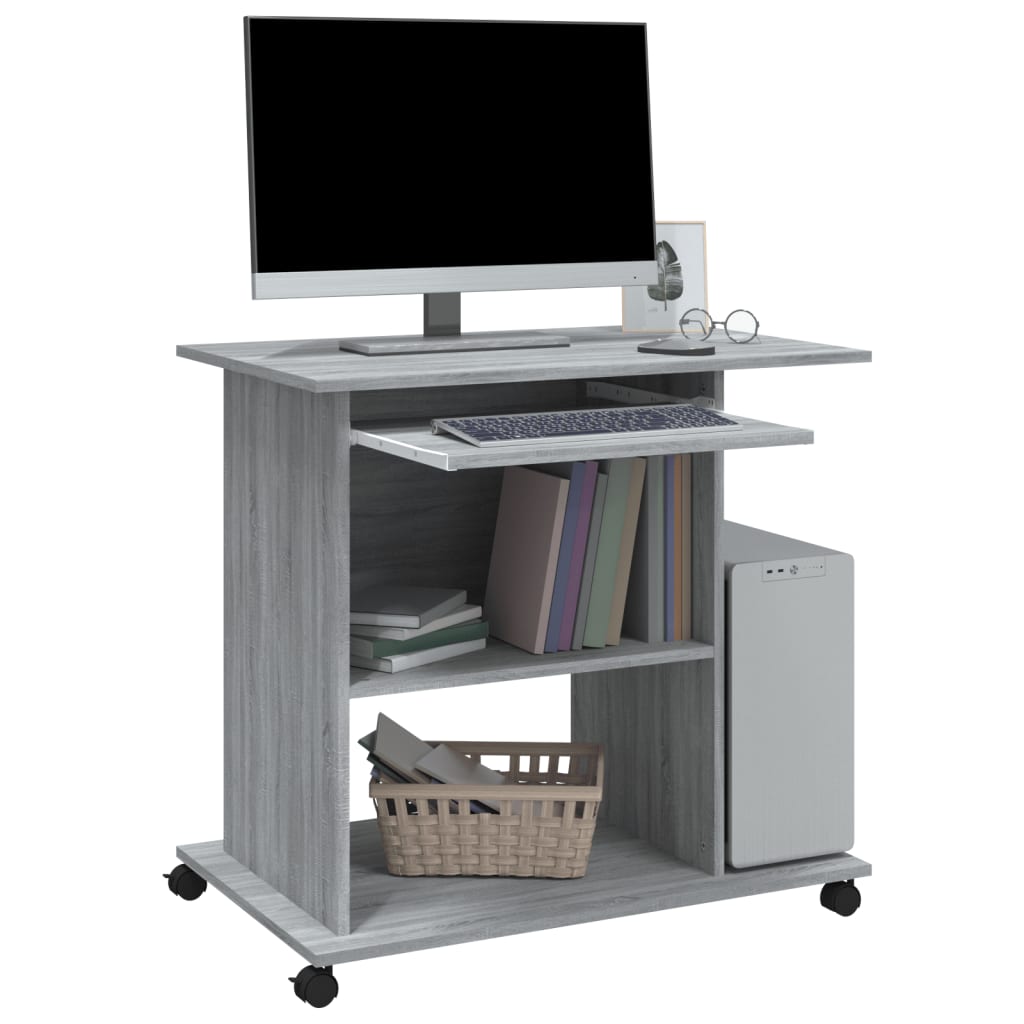 vidaXL Birou pentru computer, gri sonoma, 80x50x75 cm, lemn prelucrat