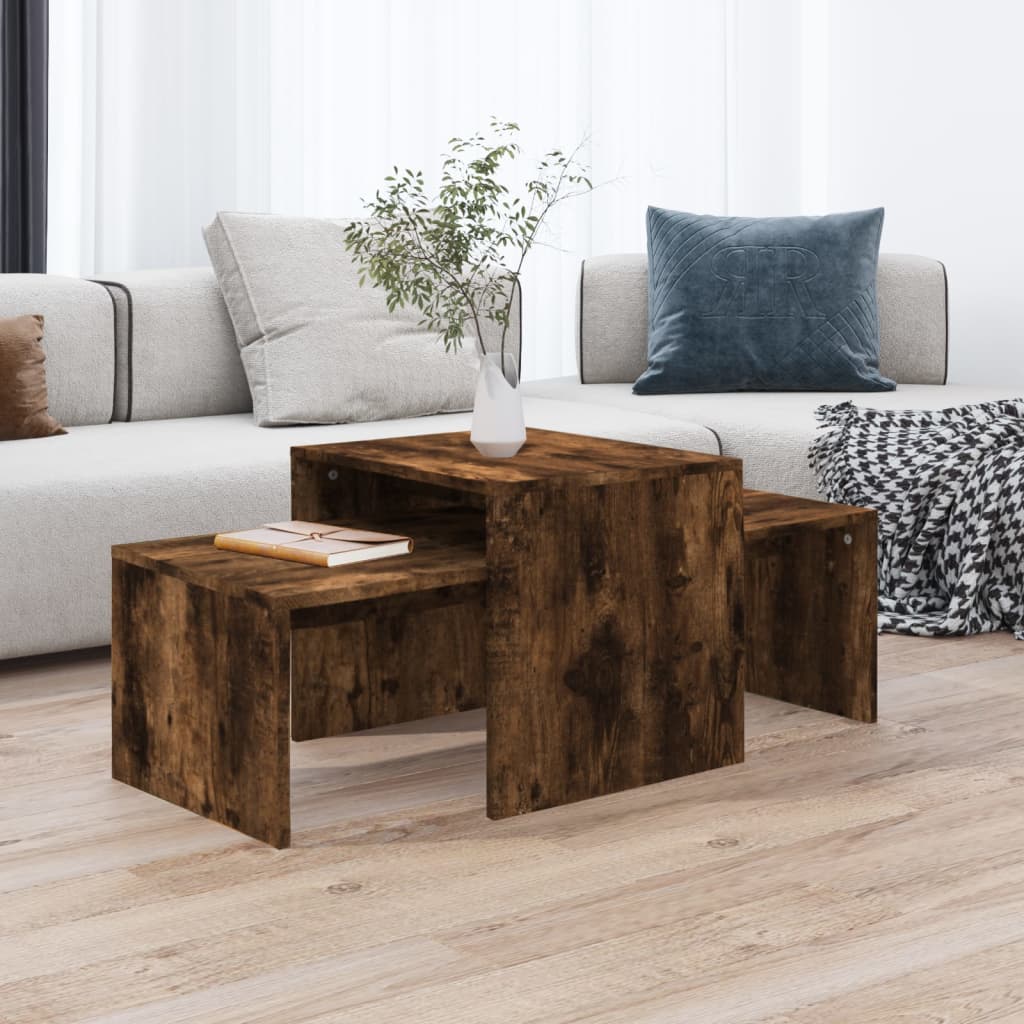 vidaXL Set măsuță de cafea stejar fumuriu 100x48x40 cm lemn prelucrat vidaXL Set măsuță de cafea stejar fumuriu 100x48x40 cm lemn prelucrat