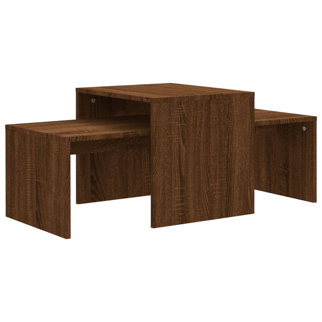 vidaXL Set măsuțe de cafea, stejar maro, 100x48x40 cm, lemn prelucrat vidaXL Set măsuțe de cafea, stejar maro, 100x48x40 cm, lemn prelucrat