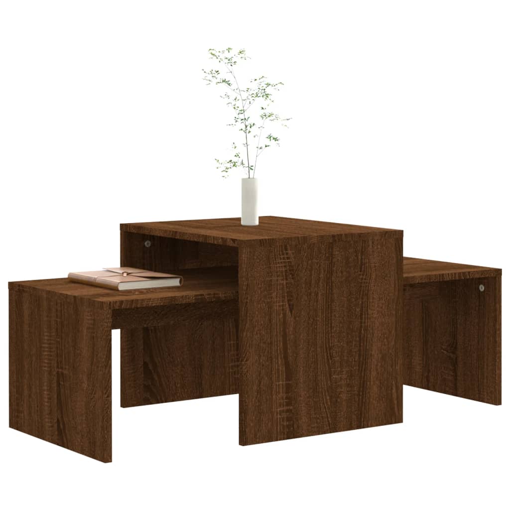 vidaXL Set măsuțe de cafea, stejar maro, 100x48x40 cm, lemn prelucrat vidaXL Set măsuțe de cafea, stejar maro, 100x48x40 cm, lemn prelucrat
