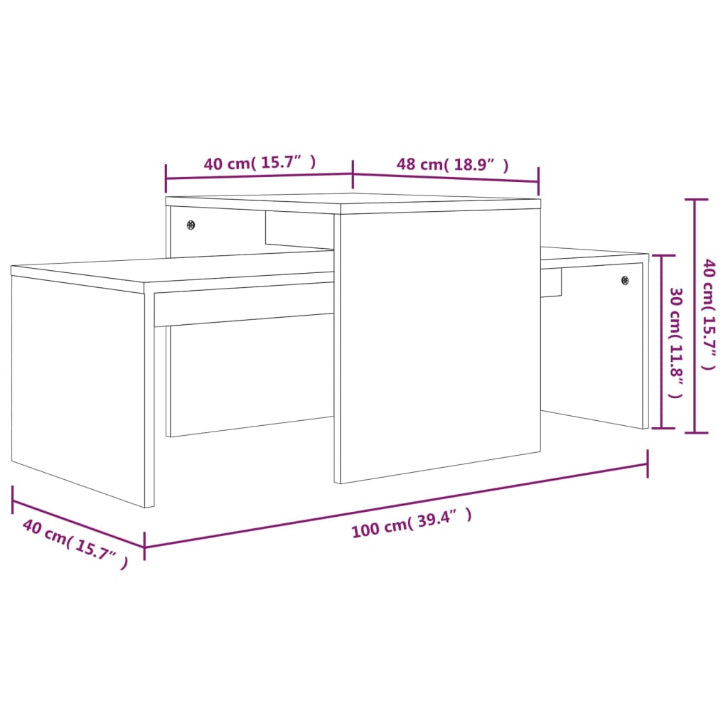 vidaXL Set măsuțe de cafea, stejar maro, 100x48x40 cm, lemn prelucrat vidaXL Set măsuțe de cafea, stejar maro, 100x48x40 cm, lemn prelucrat