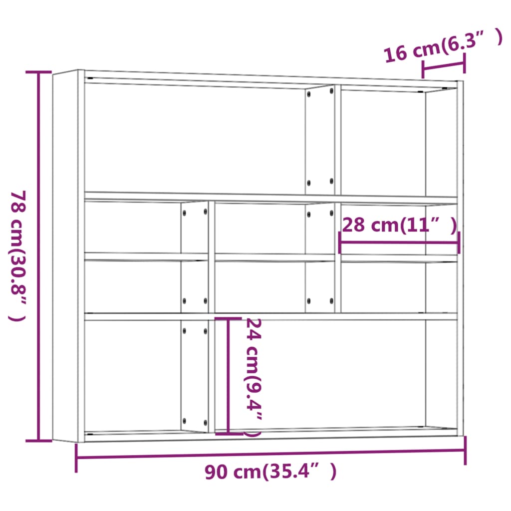 vidaXL Raft de perete, stejar fumuriu, 90x16x78 cm, lemn compozit vidaXL Raft de perete, stejar fumuriu, 90x16x78 cm, lemn compozit