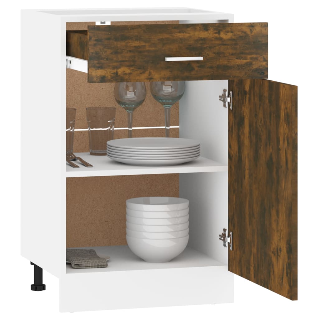 vidaXL Dulap inferior cu sertar “Lyon”, stejar fumuriu, 50x46x81,5 cm