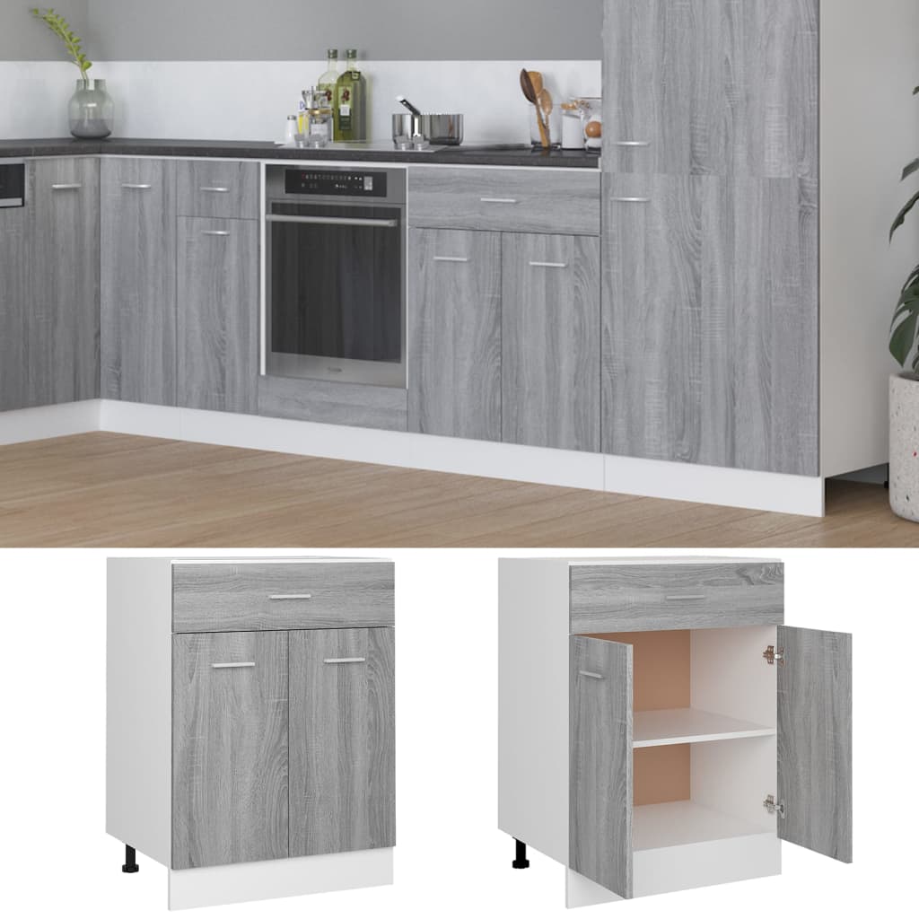 vidaXL Dulap inferior cu sertar “Lyon” gri sonoma 60x46x81,5cm