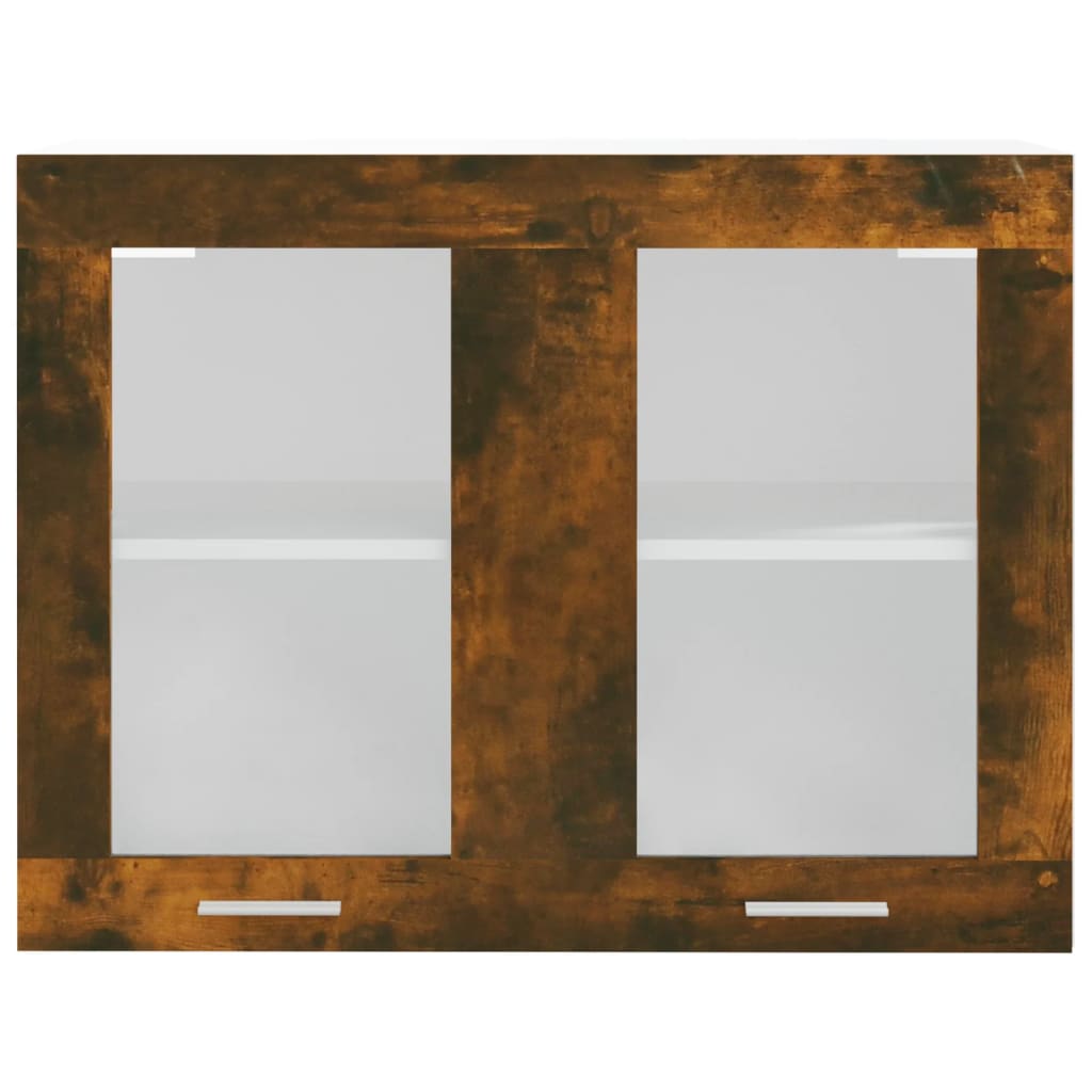 vidaXL Dulap de sticlă suspendat “Lyon”, stejar fumuriu, 80x31x60 cm