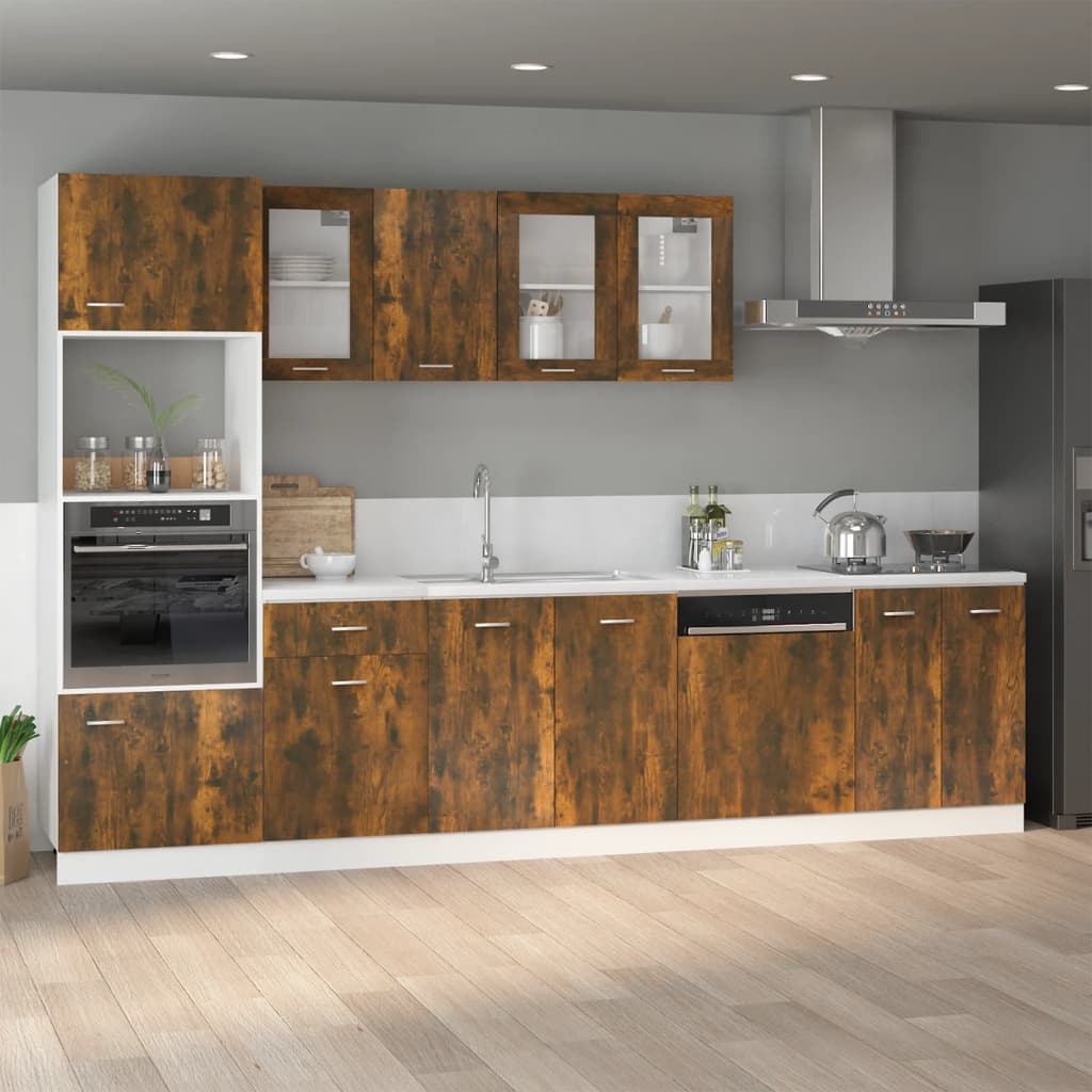 vidaXL Dulap cuptor microunde “Lyon” stejar afumat 60x57x207cm vidaXL Dulap cuptor microunde “Lyon” stejar afumat 60x57x207cm